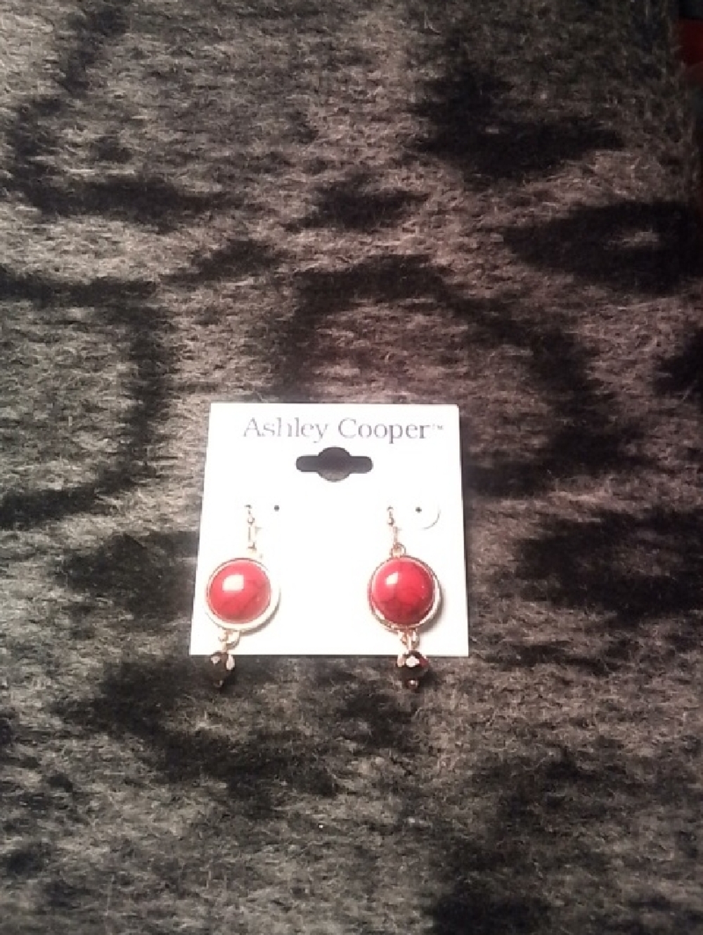 Ashley Cooper Bold Red Drop Earrings with Gold Trim